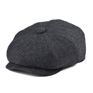 piece Black Herringbone Newsboy Cap Men Classic