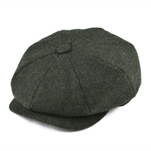 piece Black Herringbone Newsboy Cap Men Classic