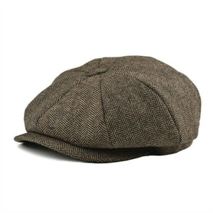 piece Black Herringbone Newsboy Cap Men Classic